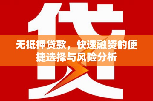毕节无抵押贷款，快速融资的便捷选择与风险分析