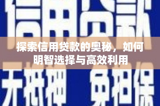 渭源探索信用贷款的奥秘，如何明智选择与高效利用